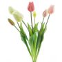 Artificial tulip bouquet LONA, cream-pink-fuchsia, 18"/45cm, Ø8"/20cm