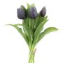 Artificial tulip bouquet LONA, black-white, 12"/30cm, Ø8"/20cm