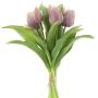 Artificial tulip bouquet LONA, light purple, 12"/30cm, Ø8"/20cm
