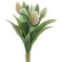 Artificial tulip bouquet LONA, yellow-cream-green, 12"/30cm, Ø8"/20cm