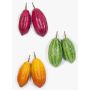 Artificial cocoa fruits AGAPITO, 12 pieces, green-yellow-purple, 7"-8"/18-20cm