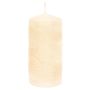 Pillar candle ANDRIANE with water lily leaf motif, cream, 5.9"/15cm, Ø2.8"/7cm, 63h