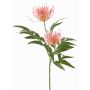 Artificial plant branch, silver-leaved VULKINTA with flowers, pink, 30"/75cm, Ø3.5"-4.3"/9-11cm