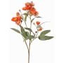 Artificial eucalyptus branch WANARA with flowers, orange, 100 cm, Ø 2–6 cm
