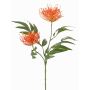 Artificial plant branch, silver-leaved VULKINTA with flowers, orange, 30"/75cm, Ø3.5"-4.3"/9-11cm