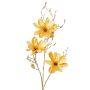 Velvet magnolia branch LEAFY, yellow-gold, 4ft/115cm