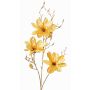 Velvet magnolia branch LEAFY, yellow-gold, 4ft/115cm