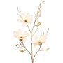 Velvet magnolia branch LEAFY, cream-gold, 4ft/115cm