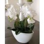 Artificial Phalaenopsis orchid JASMIN in ceramic bowl, white, 16"/40cm
