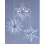 WOLFGANG acrylic snowflake hangers, set of 3, clear, Ø11–12cm