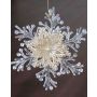 Christmas ornament snowflake BALADI, acrylic, glitter, transparent-gold, Ø6"/15cm