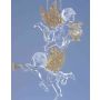 Acrylic decorative angel hangers LINDY, 2 pieces, harp, lyre, glitter, gold, 9x10cm