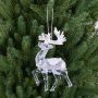 Christmas decoration deer MATTHIS, acrylic, glitter, transparent-silver-white, 3.5"x0.8"x4.7"/9x2x12cm