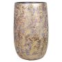 Ceramic vase in retro style MAGO, washed effect, gold, 16"/40cm, Ø9"/22cm