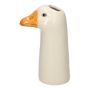 Single stem vase in the shape of a goose DUFFY made of ceramic, white-orange, 6.1"x4.1"x12"/15.5x10.5x29.3cm