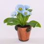 Artificial daisies MORGANA, terracotta pot, light blue, 6"/15cm