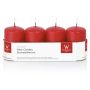 JENARO Advent wreath pillar candles, 4 pieces, red, 8cm, Ø5cm, 18h – Made in Germany