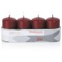 JENARO Advent wreath pillar candles, 4 pieces, burgundy, 8cm, Ø5cm, 18h – Made in Germany