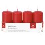 JENARO Advent wreath pillar candles, set of 4, red, 10 cm, Ø5 cm, 23 hours – Made in Germany