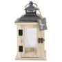Wood Lantern BEGGY with Glass, handle, beige, 15,5x15,5x29cm
