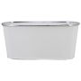 Oval zinc Cache-pot FYNAS, white, 10"x4.9"x4.5"/26x12.5x11.5cm