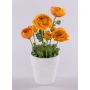 Fake ranunculus MAYLIN in terracotta pot, orange, 14"/35cm