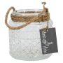 Lantern OPALUS with cord, diamond pattern, clear, 10,5cm, Ø10,5cm