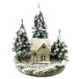 Decorative Light house SEWARD, snowy landscape, fir trees, LEDs, white-green, 10"/25cm, Ø10"/25cm