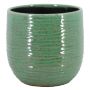 Ceramic pot ISOLAS ribbed, green, 7.5"/19cm, Ø8"/21cm
