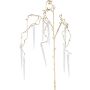 Artificial hazel branch MONDEL with icicles, hanging, gold, 4ft/115cm