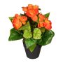 Artificial flower Begonia SYLINA, black decorative pot, orange, 10"/25cm