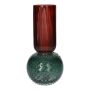 Table vase glass FRODO ribbed dots, blue-red-clear, 8"/20cm, Ø3.7"/9.5cm