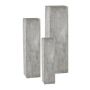 Square pedestal column NARUKO, 3 pieces, fibreglass, grey, 8"x8"x31"/20x20x80cm, 11"x11"x3ft/28x28x100cm, 14"x14"x4ft/35x35x120cm