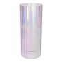 BLANDINA decorative vase, glass, ribbed, purple-iridescent-transparent, 24cm, Ø10cm