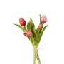Artificial flowers tulips Bouquet LEANA, fuchsia-pink-white, 12"/30cm, Ø8"/20cm