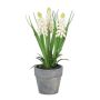 Artificial flower Grape hyacinth ZORKLEM in decorative pot, white, 7"/18cm