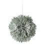 Artificial pine ball PERLKY, frosted, hanging, green-white, Ø5.5"/14cm