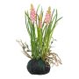 Plastic flower Grape hyacinth HUNMY in a soil ball, roots, pink, 9"/22cm