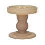 Glass Candlestick pillar candle KLEOFINA, with base, beige-mat, 3.3"/8.5cm, Ø3.3"/8.5cm