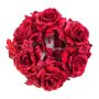 Fake candle wreath INGA, rose, hydrangea, red, Ø5.9"/15cm
