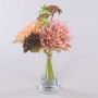 Artificial flower bouquet: Dahlia SAHNY with snowball, pink-apricot, 27cm