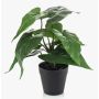 Artificial flamingo flower RAMLOZ, decorative pot, green, 11"/28cm