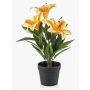 Artificial lily YELTOR in decorative pot, yellow-orange, 14"/35cm, Ø5.1"/13cm