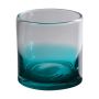 Glass tealight holder MAXIMINO, golden colour spots, turquoise-clear, 9cm, Ø8cm