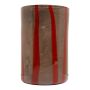 Cylindrical glass flower vase ELISEO, line pattern, brown-orange-clear, 30cm, Ø19cm