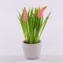 Artificial flower Grape hyacinth NARMADA in cement pot, pink, 8"/20cm
