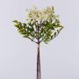 Plastic rowan branch ELNATAN in bunch, fruits, cream-white, 12"/30cm