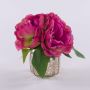 Artificial peony bouquet VEIKO in glass vase, fuchsia, 6"/15cm