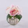 Artificial peony bouquet VEIKO in glass vase, pink-cream, 6"/15cm