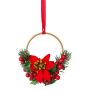 Decorative wreath Flower ring of poinsettia and fir KUBRI, berries, red, Ø5.5"/14cm